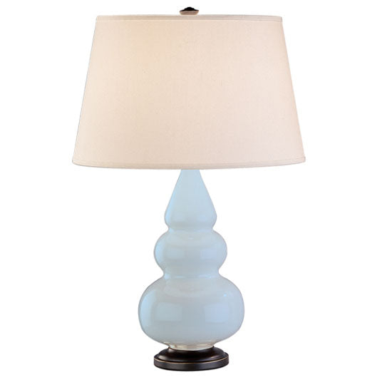 Robert Abbey - One Light Accent Lamp - Small Triple Gourd - Baby Blue Glazed Ceramic w/Deep Patina Bronze- Union Lighting Luminaires Decor