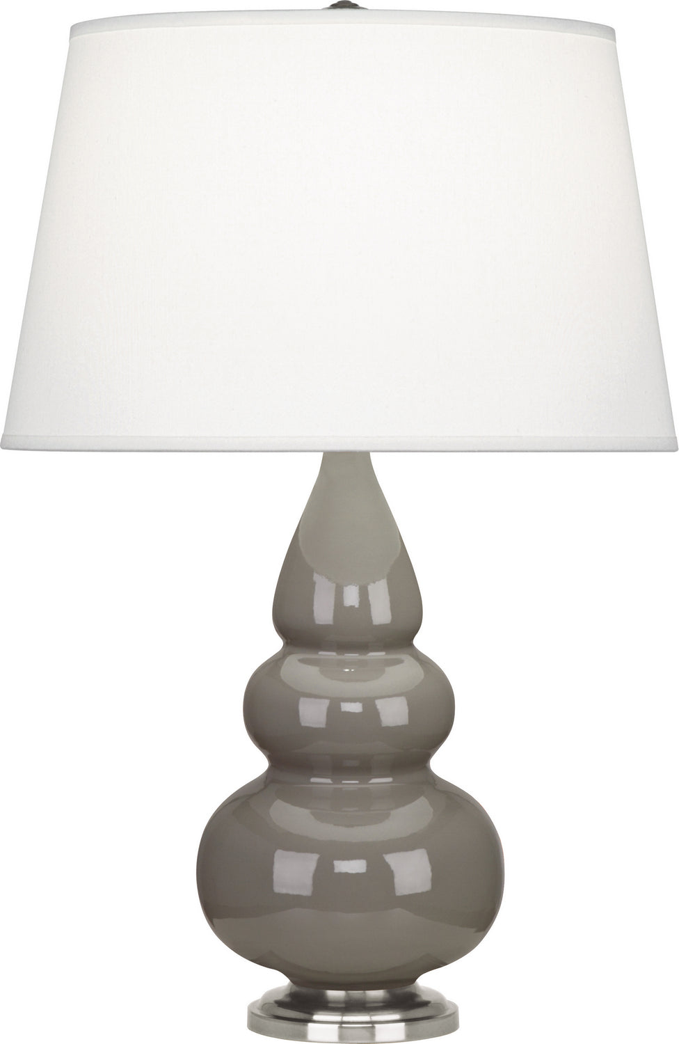 Robert Abbey - One Light Accent Lamp - Small Triple Gourd - Smoky Taupe Glazed Ceramic w/Antique Silver- Union Lighting Luminaires Decor