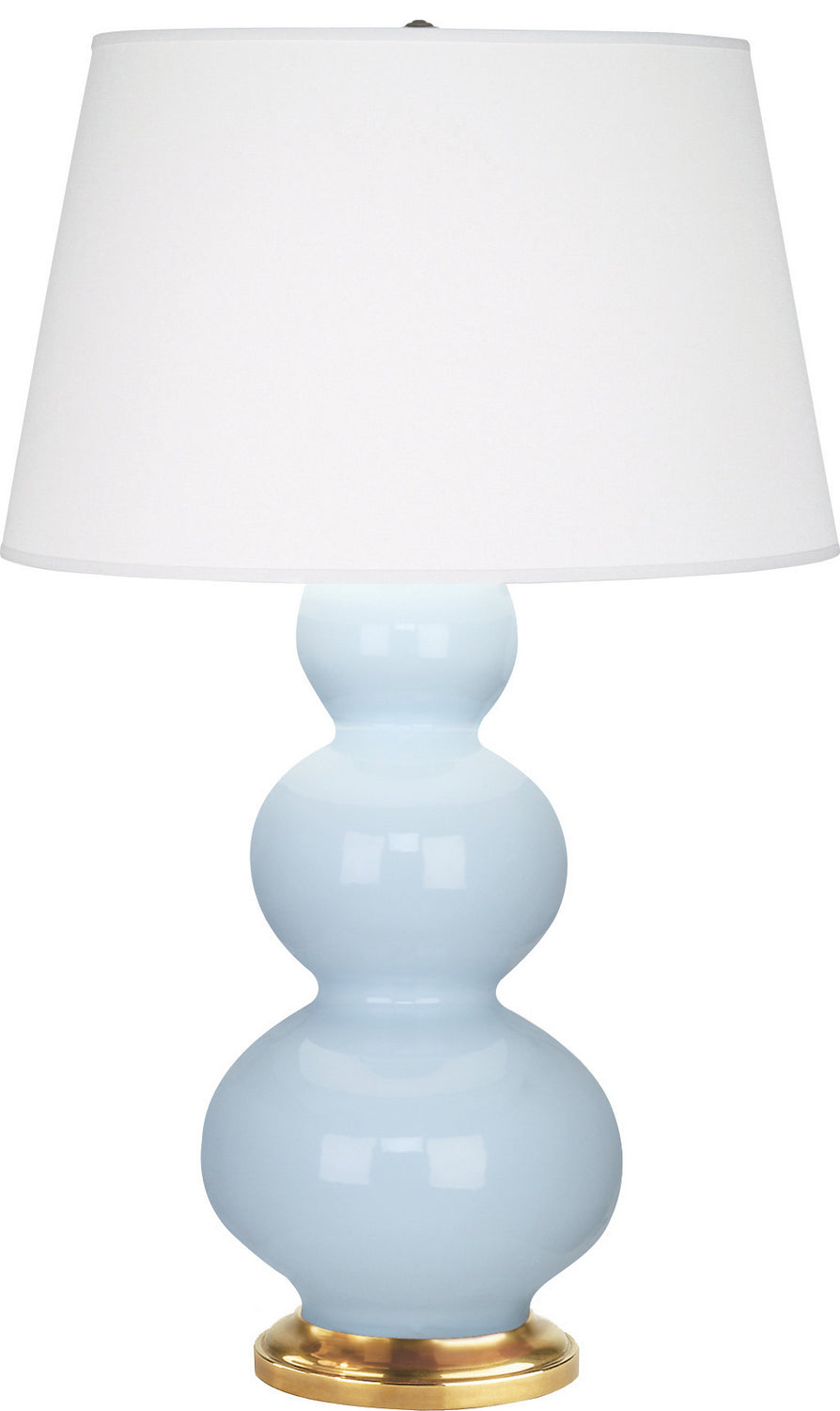 Robert Abbey - One Light Table Lamp - Triple Gourd - Baby Blue Glazed Ceramic w/Antique Natural Brass- Union Lighting Luminaires Decor