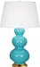 Robert Abbey - One Light Table Lamp - Triple Gourd - Egg Blue Glazed Ceramic w/Antique Natural Brass- Union Lighting Luminaires Decor