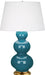 Robert Abbey - One Light Table Lamp - Triple Gourd - Peacock Glazed Ceramic w/Antique Natural Brass- Union Lighting Luminaires Decor