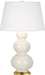 Robert Abbey - One Light Table Lamp - Triple Gourd - Bone Glazed Ceramic w/Antique Natural Brass- Union Lighting Luminaires Decor