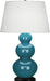 Robert Abbey - One Light Table Lamp - Triple Gourd - Peacock Glazed Ceramic w/Deep Patina Bronze- Union Lighting Luminaires Decor