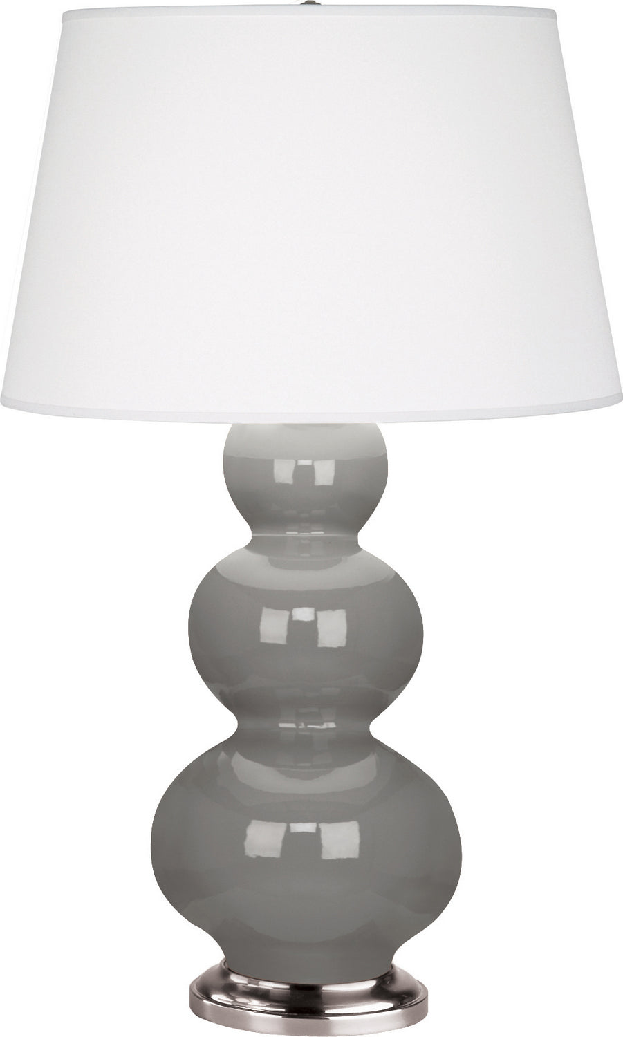 Robert Abbey - One Light Table Lamp - Triple Gourd - Smokey Taupe Glazed Ceramic w/Antique Silver- Union Lighting Luminaires Decor