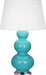Robert Abbey - One Light Table Lamp - Triple Gourd - Egg Blue Glazed Ceramic w/Antique Silver- Union Lighting Luminaires Decor