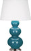 Robert Abbey - One Light Table Lamp - Triple Gourd - Peacock Glazed Ceramic w/Antique Silver- Union Lighting Luminaires Decor