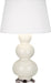 Robert Abbey - One Light Table Lamp - Triple Gourd - Bone Glazed Ceramic w/Antique Silver- Union Lighting Luminaires Decor