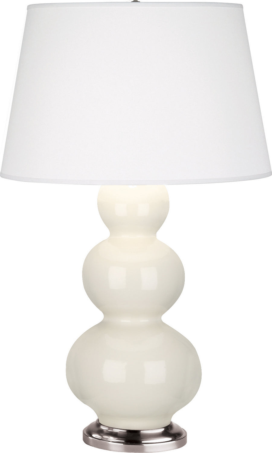 Robert Abbey - One Light Table Lamp - Triple Gourd - Bone Glazed Ceramic w/Antique Silver- Union Lighting Luminaires Decor