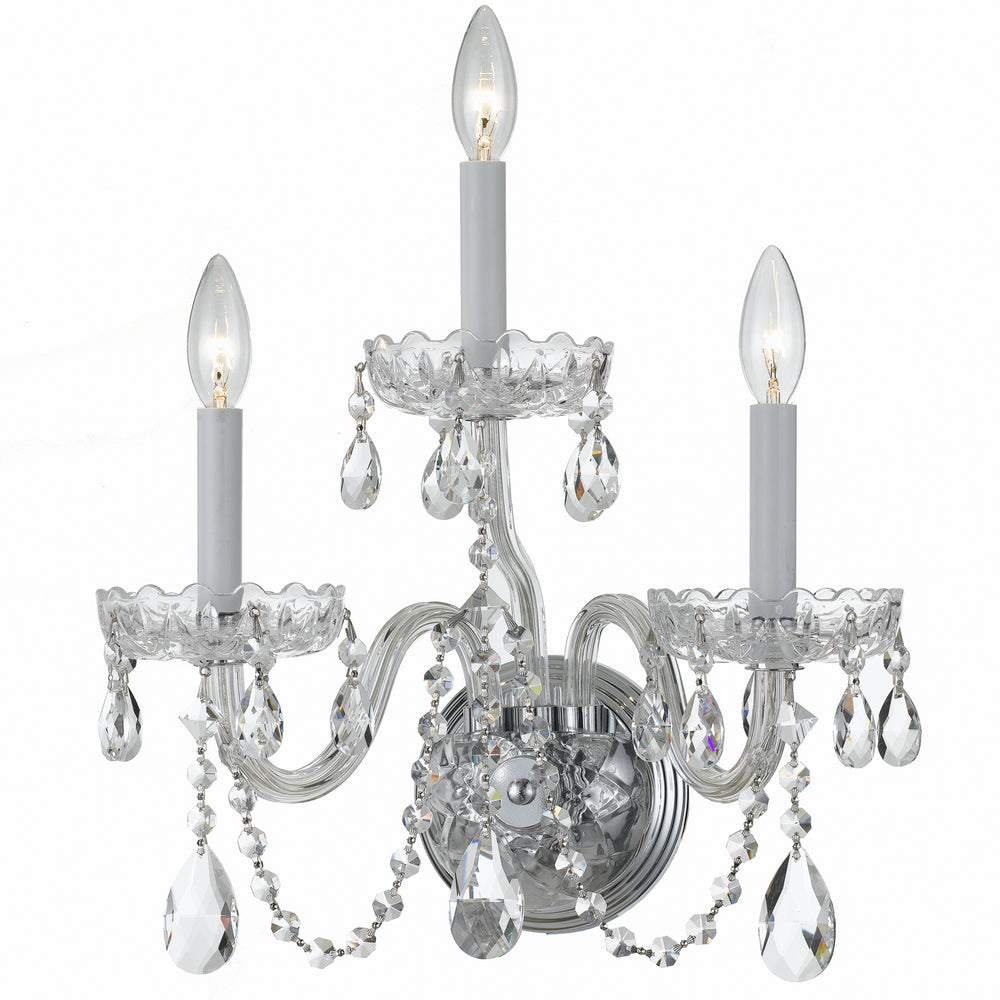 Crystorama - Three Light Wall Sconce - Traditional Crystal - Polished Chrome- Union Lighting Luminaires Decor