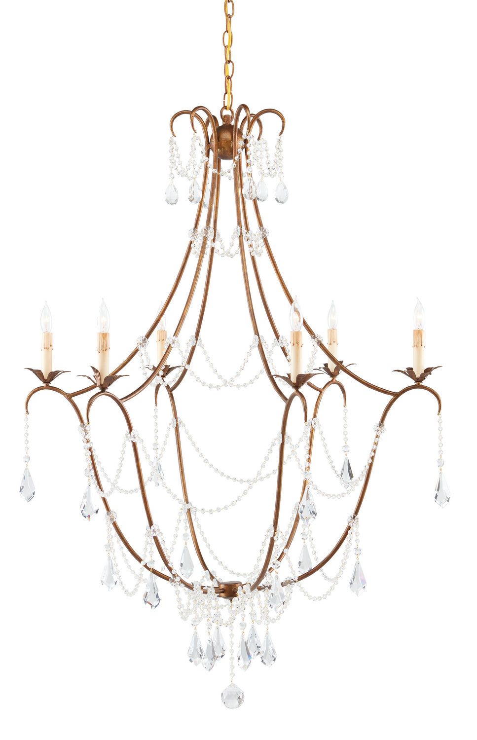 Currey and Company - Six Light Chandelier - Elizabeth Collection - Rhine Gold- Union Lighting Luminaires Decor