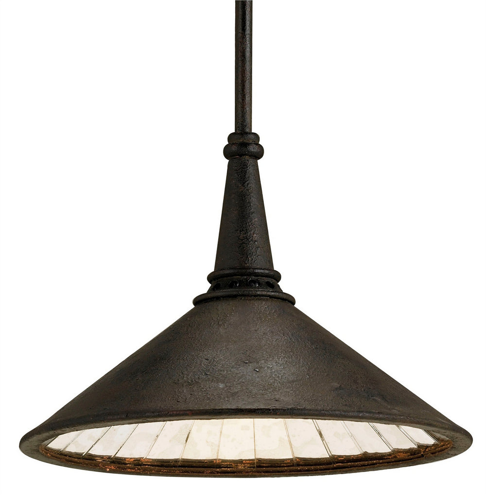 Currey and Company - One Light Pendant - Manuscript Collection - Molé Black/Antique Mirror- Union Lighting Luminaires Decor