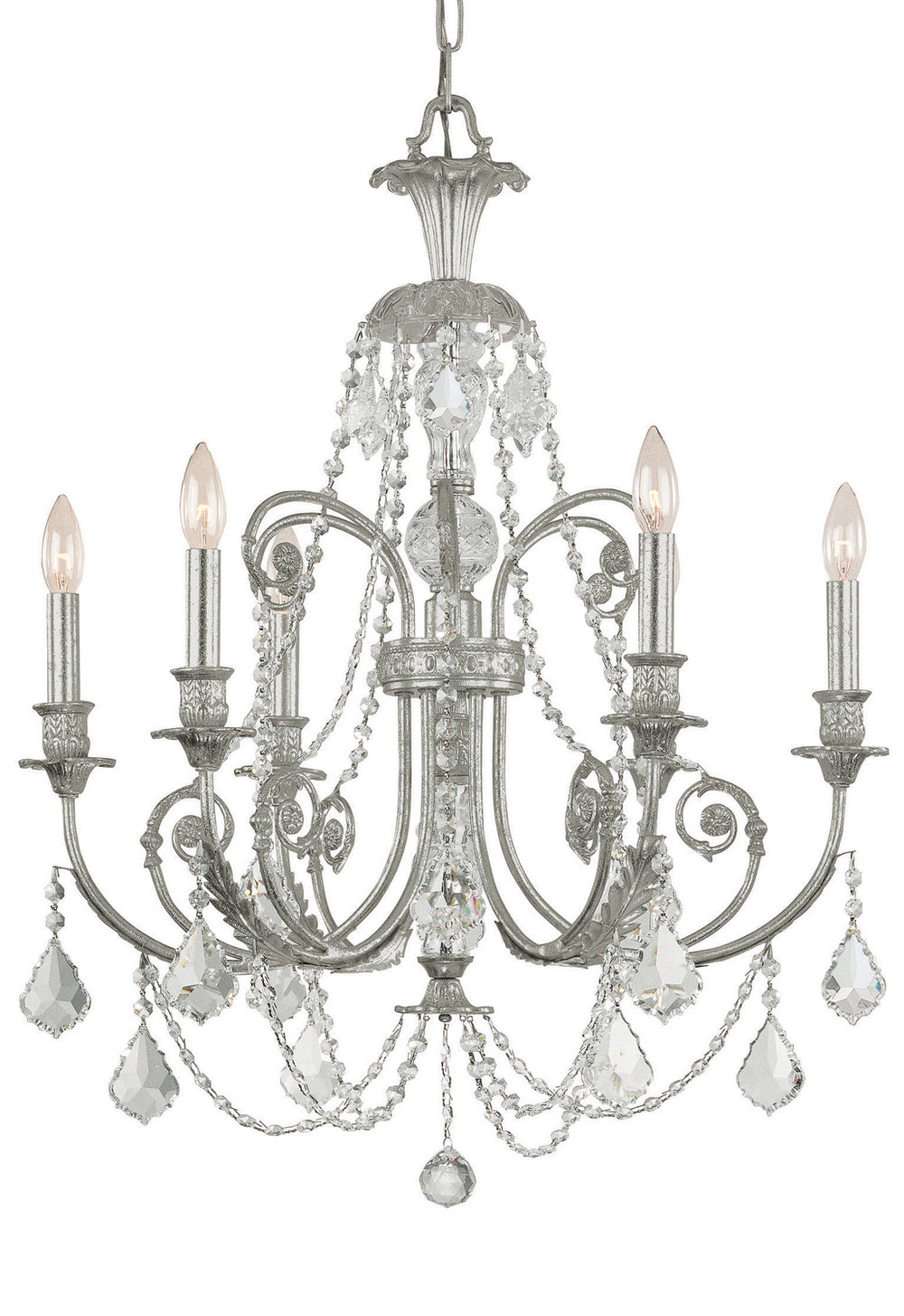 Crystorama - Six Light Chandelier - Regis - Olde Silver- Union Lighting Luminaires Decor
