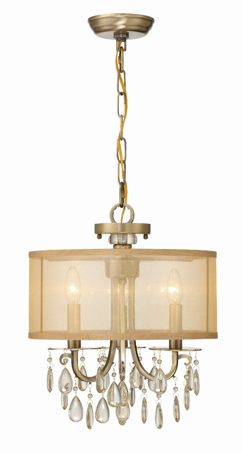 Crystorama - Three Light Mini Chandelier - Hampton - Antique Brass- Union Lighting Luminaires Decor