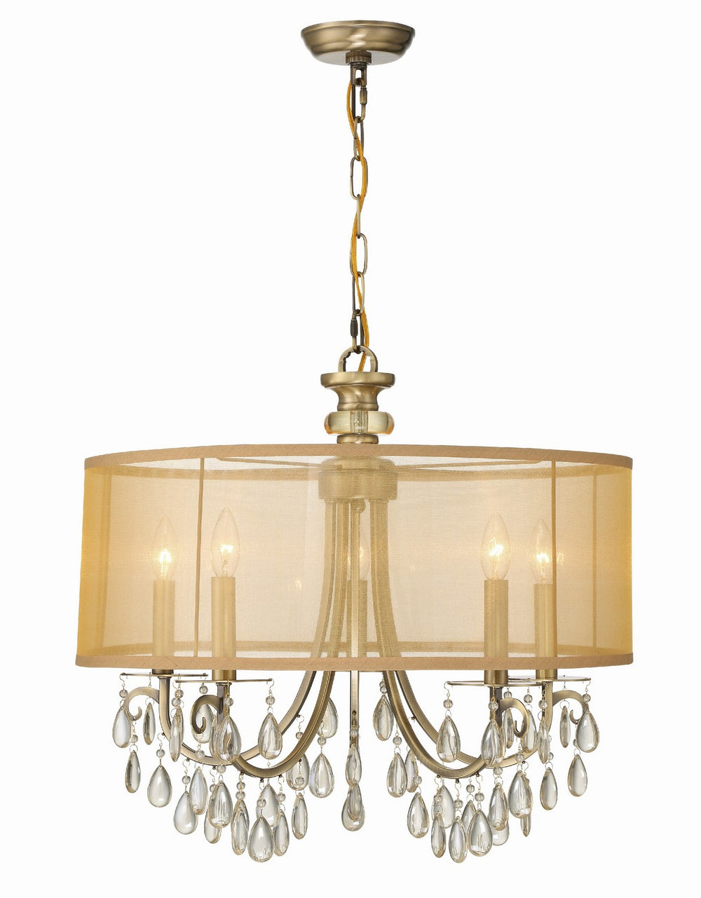 Crystorama - Five Light Chandelier - Hampton - Antique Brass- Union Lighting Luminaires Decor