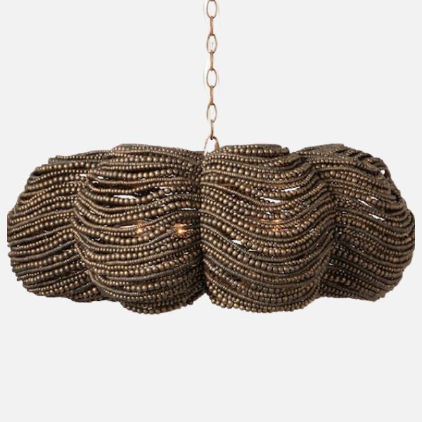 Lustre à perles de bois Kira Bronze