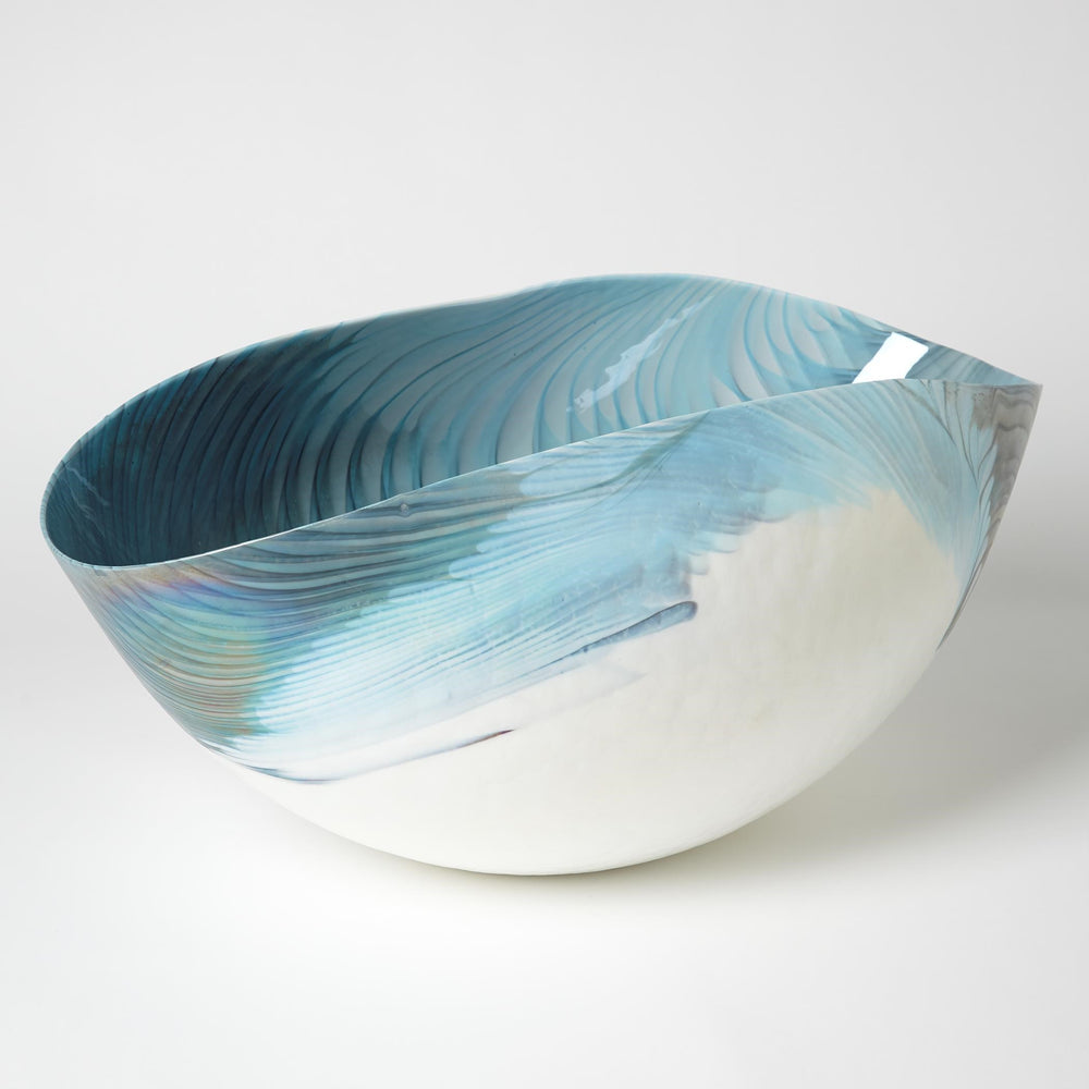 Ivory Turquoise Feather Swirl Bowls Collection