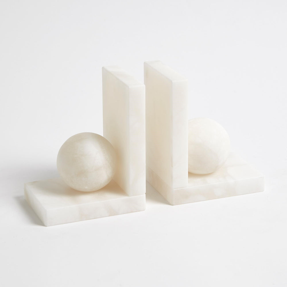 Alabaster Ball Bookends Pair