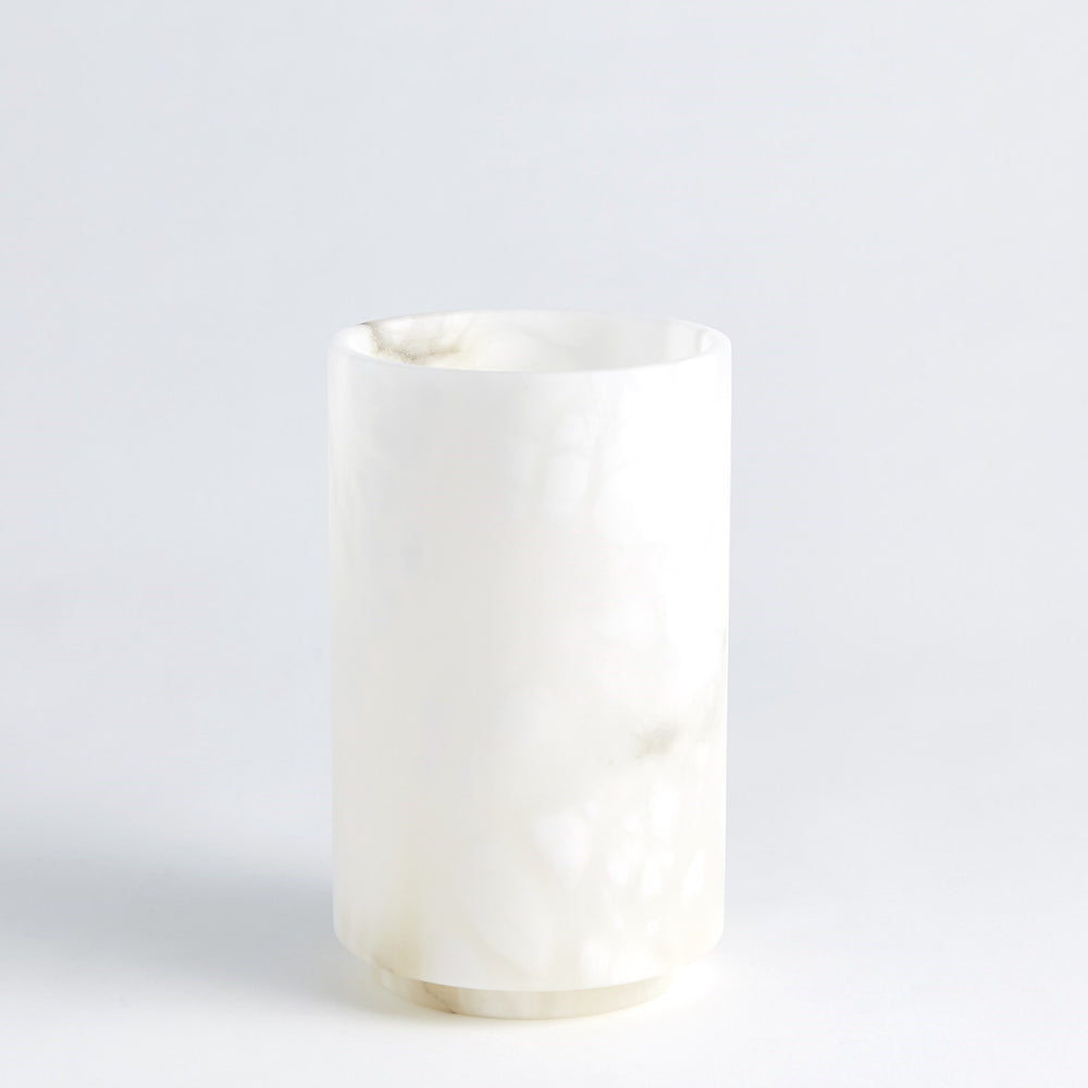 Alabaster Cylinder Vases White