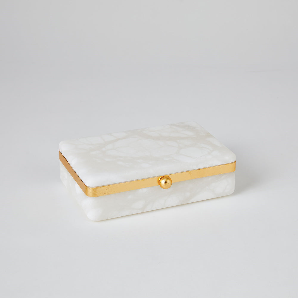 Gold Band Swivel Alabaster Boxes
