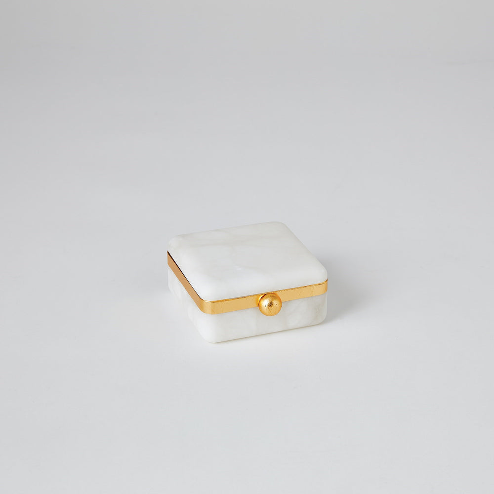Gold Band Swivel Alabaster Boxes