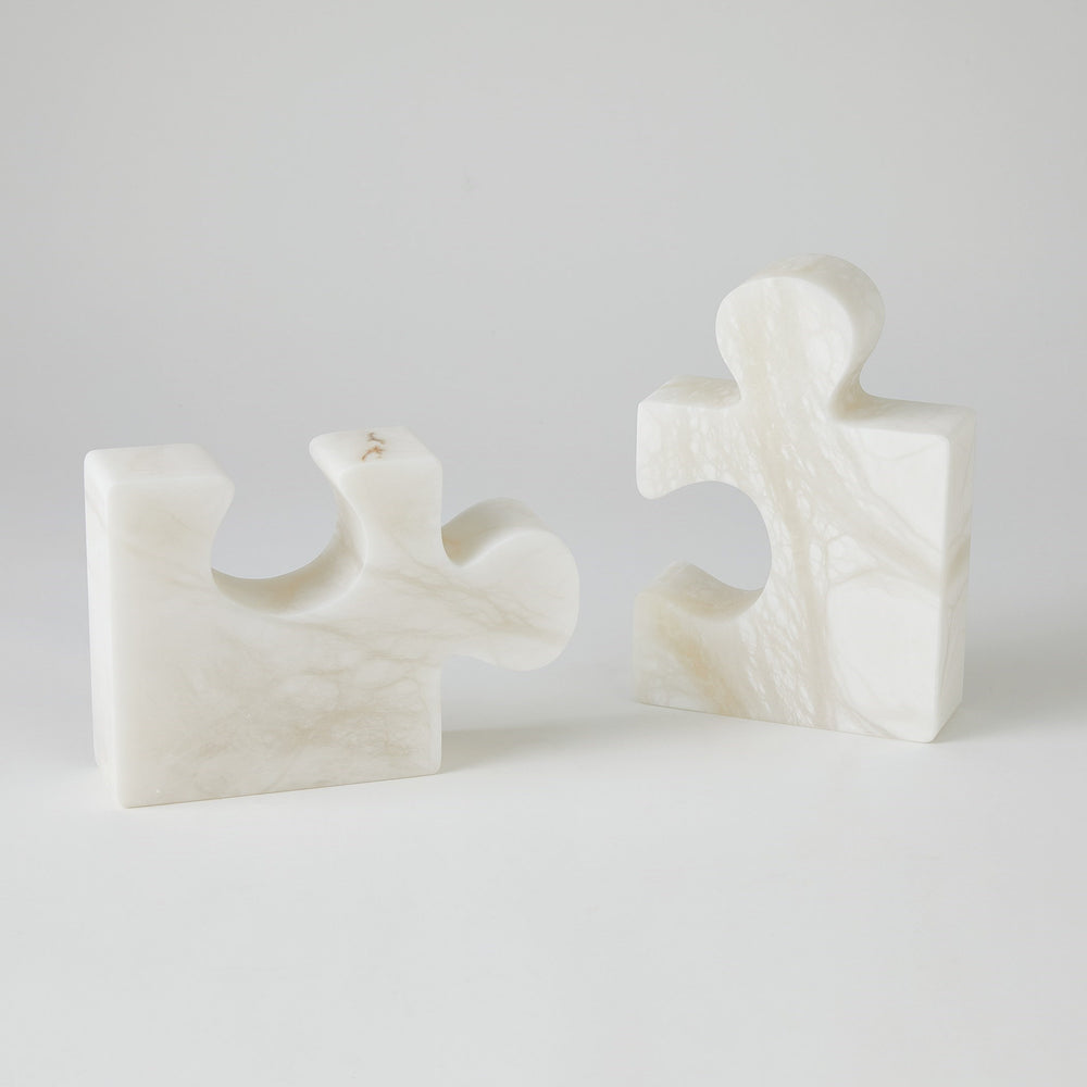 Alabaster Jigsaw Bookends Pair