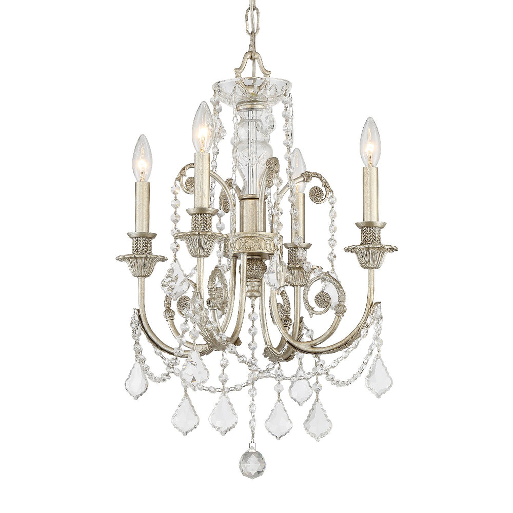 Crystorama - Four Light Mini Chandelier - Regis - Olde Silver- Union Lighting Luminaires Decor