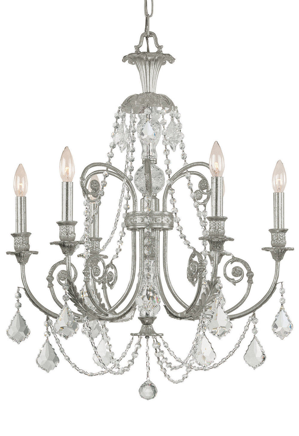 Crystorama - Six Light Chandelier - Regis - Olde Silver- Union Lighting Luminaires Decor