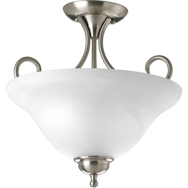 Progress Canada - Two Light Flush Mount - Bell Glass - Alabaster - Brushed Nickel- Union Lighting Luminaires Decor