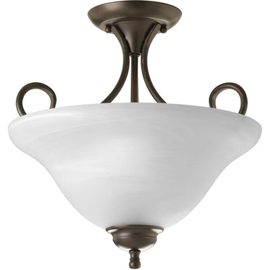 Progress Canada - Two Light Flush Mount - Bell Glass - Alabaster - Antique Bronze- Union Lighting Luminaires Decor