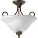 Progress Canada - Two Light Flush Mount - Bell Glass - Alabaster - Antique Bronze- Union Lighting Luminaires Decor