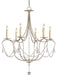 Currey and Company - Six Light Chandelier - Crystal Lights Collection - Silver Leaf- Union Lighting Luminaires Decor