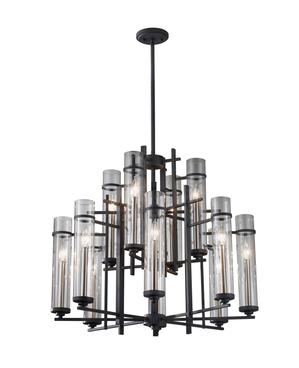 Generation Lighting Canada - 12 Light Chandelier - Ethan - Antique Forged Iron / Brushed Steel- Union Lighting Luminaires Decor