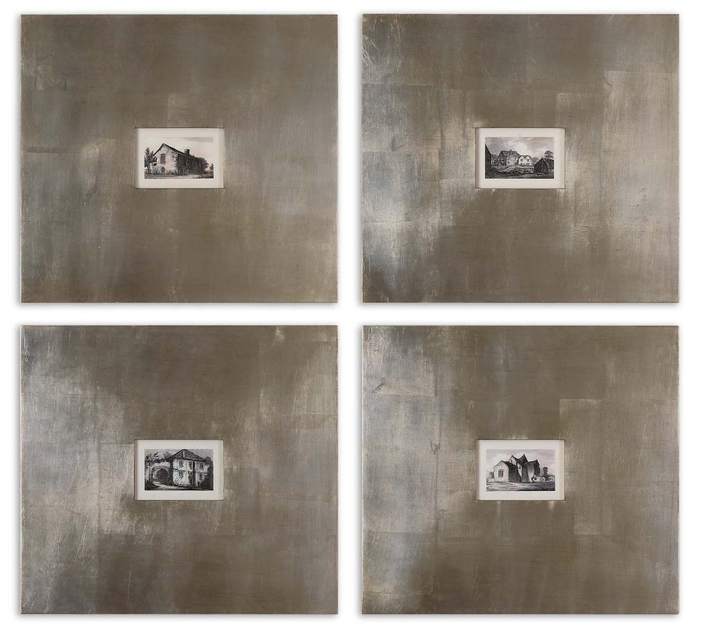 Uttermost - Wall Art - Historical Buildings - Champagne Silver Leaf And Light Brown Glaze- Union Lighting Luminaires Decor