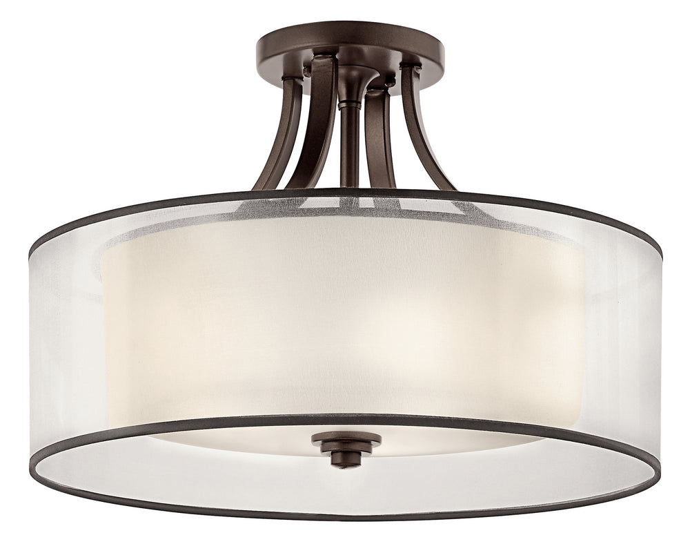 Kichler Canada - Four Light Semi Flush Mount - Lacey - Mission Bronze- Union Lighting Luminaires Decor