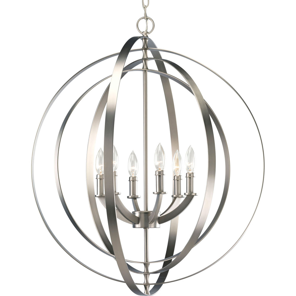 Progress Canada - Six Light Foyer Pendant - Equinox - Burnished Silver- Union Lighting Luminaires Decor
