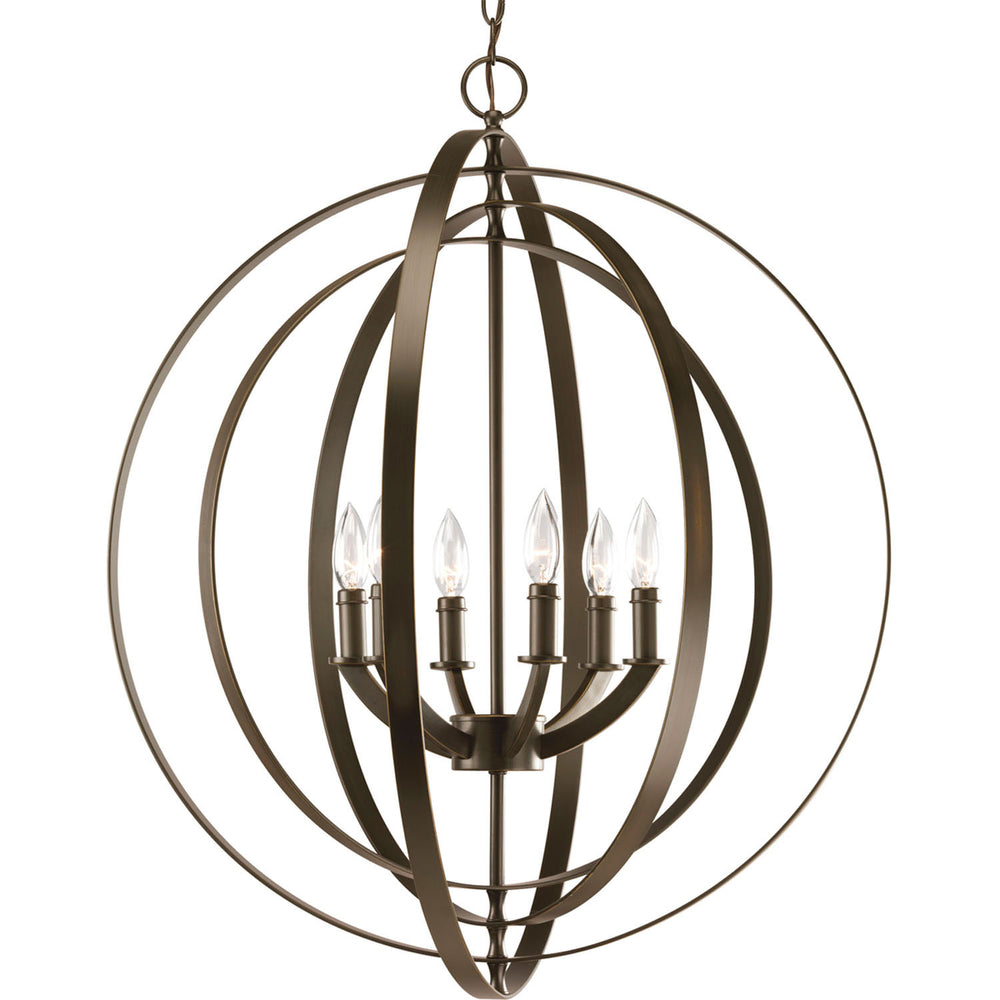 Progress Canada - Six Light Foyer Pendant - Equinox - Antique Bronze- Union Lighting Luminaires Decor