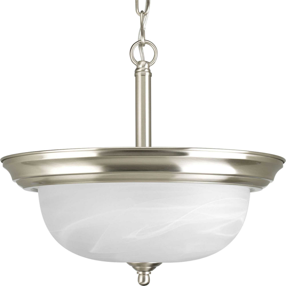 Progress Canada - Two Light Semi-Flush Mount - Dome Glass - Alabaster - Brushed Nickel- Union Lighting Luminaires Decor