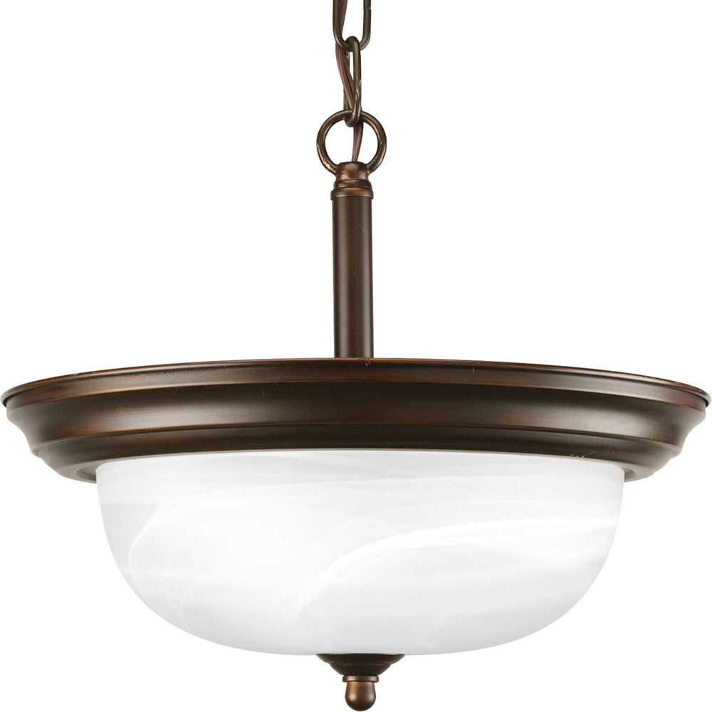Progress Canada - Two Light Semi-Flush Mount - Dome Glass - Alabaster - Antique Bronze- Union Lighting Luminaires Decor