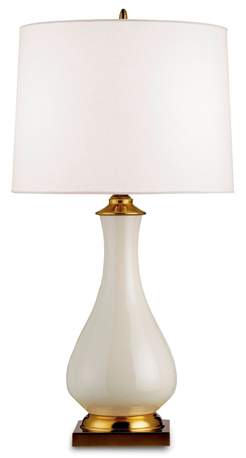 Currey and Company - One Light Table Lamp - Lynton Collection - Cream Crackle/Brass- Union Lighting Luminaires Decor