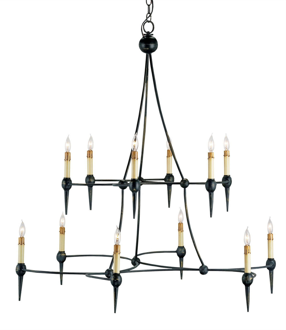 Currey and Company - 12 Light Chandelier - Danielli Black Chandelier - French Black- Union Lighting Luminaires Decor