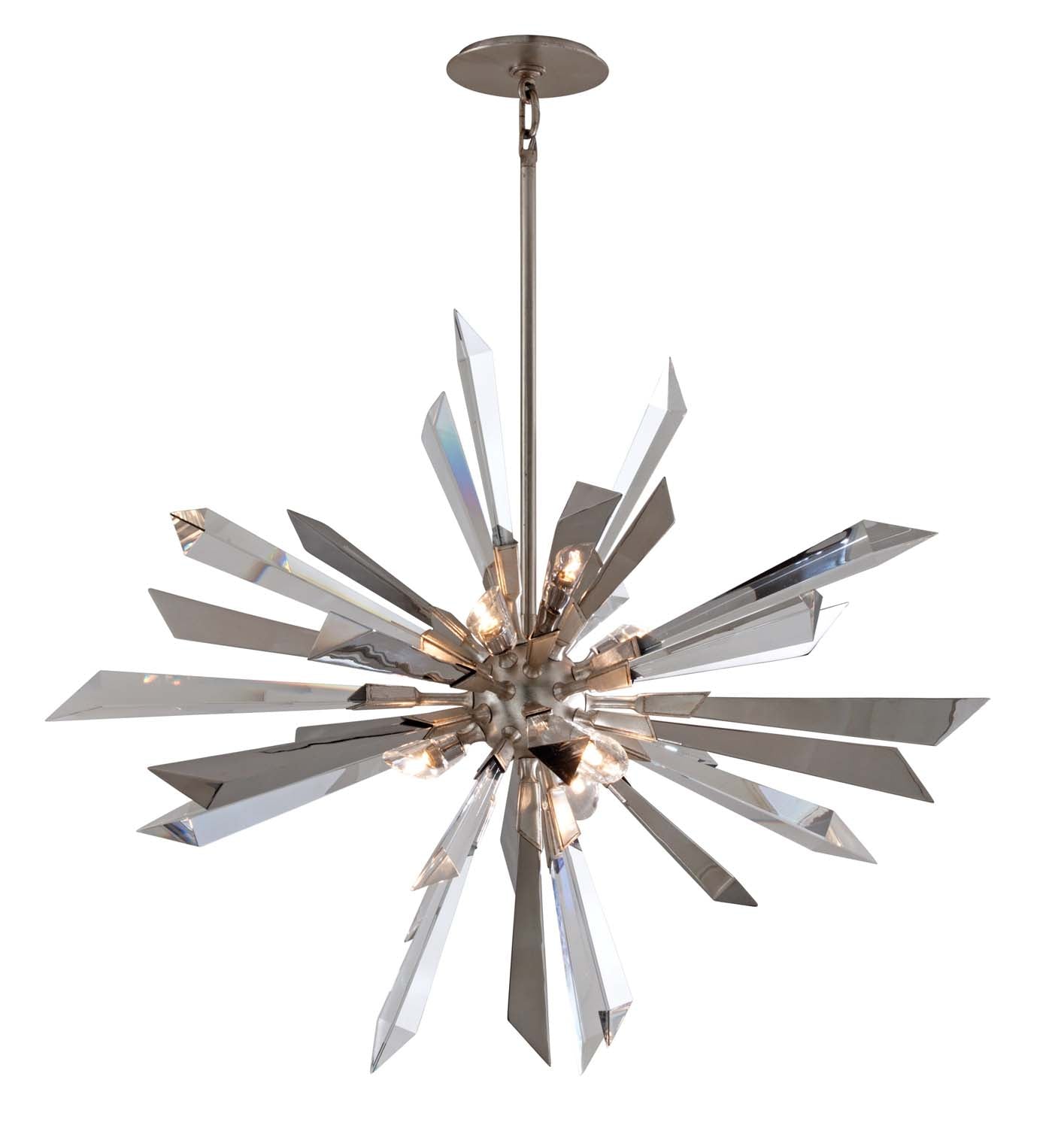 Corbett Lighting - Six Light Chandelier - Inertia - Silver Leaf- Union Lighting Luminaires Decor