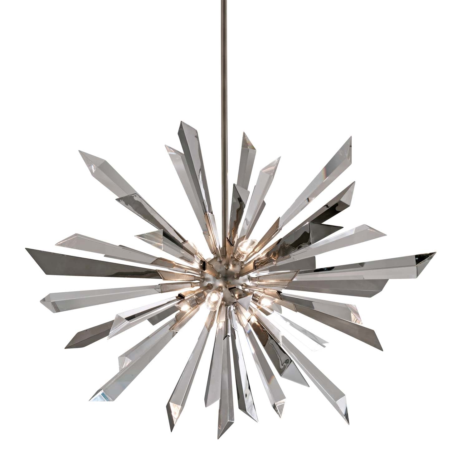Corbett Lighting - Eight Light Chandelier - Inertia - Silver Leaf- Union Lighting Luminaires Decor