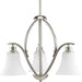 Progress Canada - Three Light Chandelier - Joy - Brushed Nickel- Union Lighting Luminaires Decor