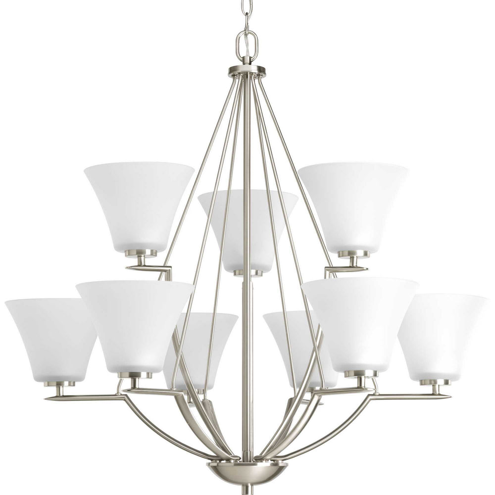 Progress Canada - Nine Light Chandelier - Bravo - Brushed Nickel- Union Lighting Luminaires Decor