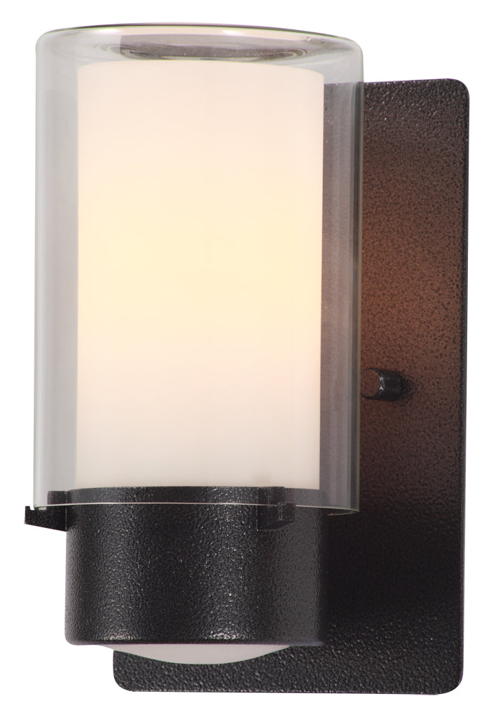 DVI Canada - One Light Outdoor Wall Sconce - Essex Outdoor - Hammered Black w/Half Opal Glass- Union Lighting Luminaires Decor