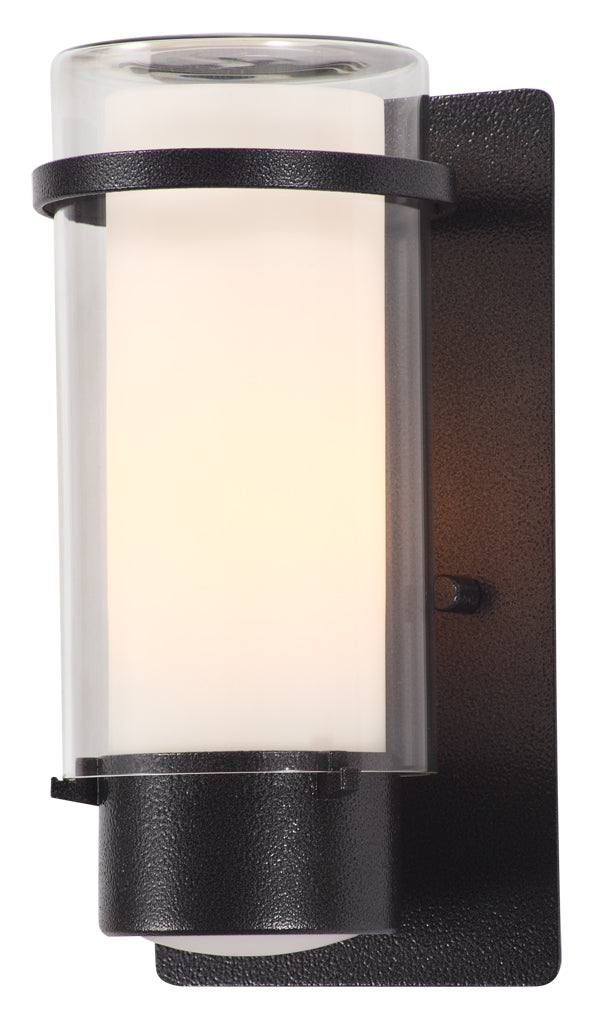 DVI Canada - One Light Outdoor Wall Sconce - Essex Outdoor - Hammered Black w/Half Opal Glass- Union Lighting Luminaires Decor