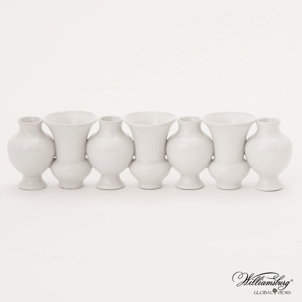 Chinoise Linear Bud Vases White Crackle