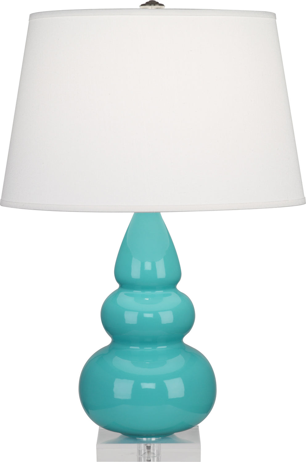 Robert Abbey - One Light Accent Lamp - Small Triple Gourd - Egg Blue Glazed Ceramic w/Lucite Base- Union Lighting Luminaires Decor