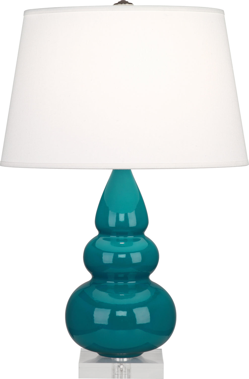 Robert Abbey - One Light Accent Lamp - Small Triple Gourd - Peacock Glazed Ceramic w/Lucite Base- Union Lighting Luminaires Decor