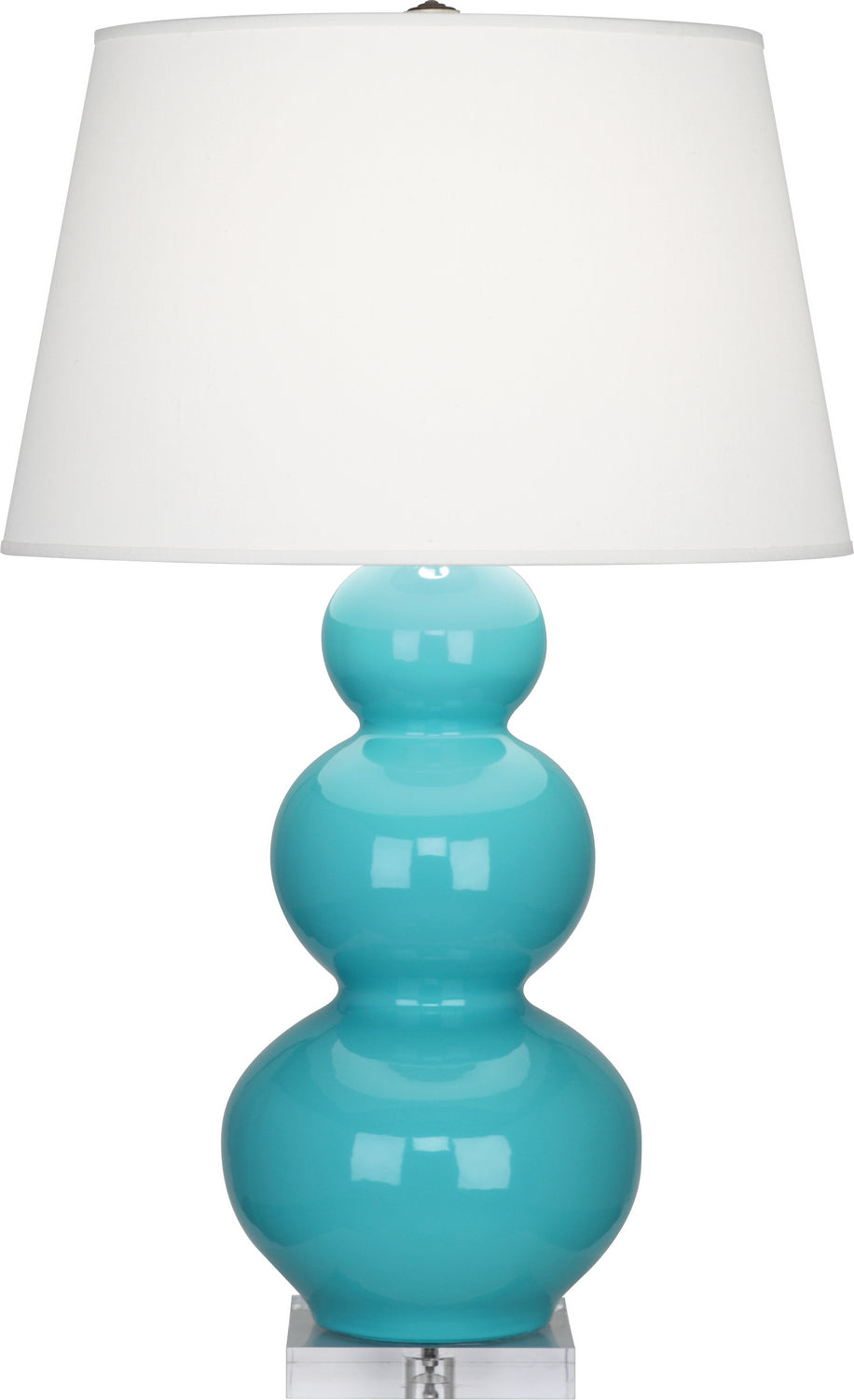 Robert Abbey - One Light Table Lamp - Triple Gourd - Egg Blue Glazed Ceramic w/Lucite Base- Union Lighting Luminaires Decor